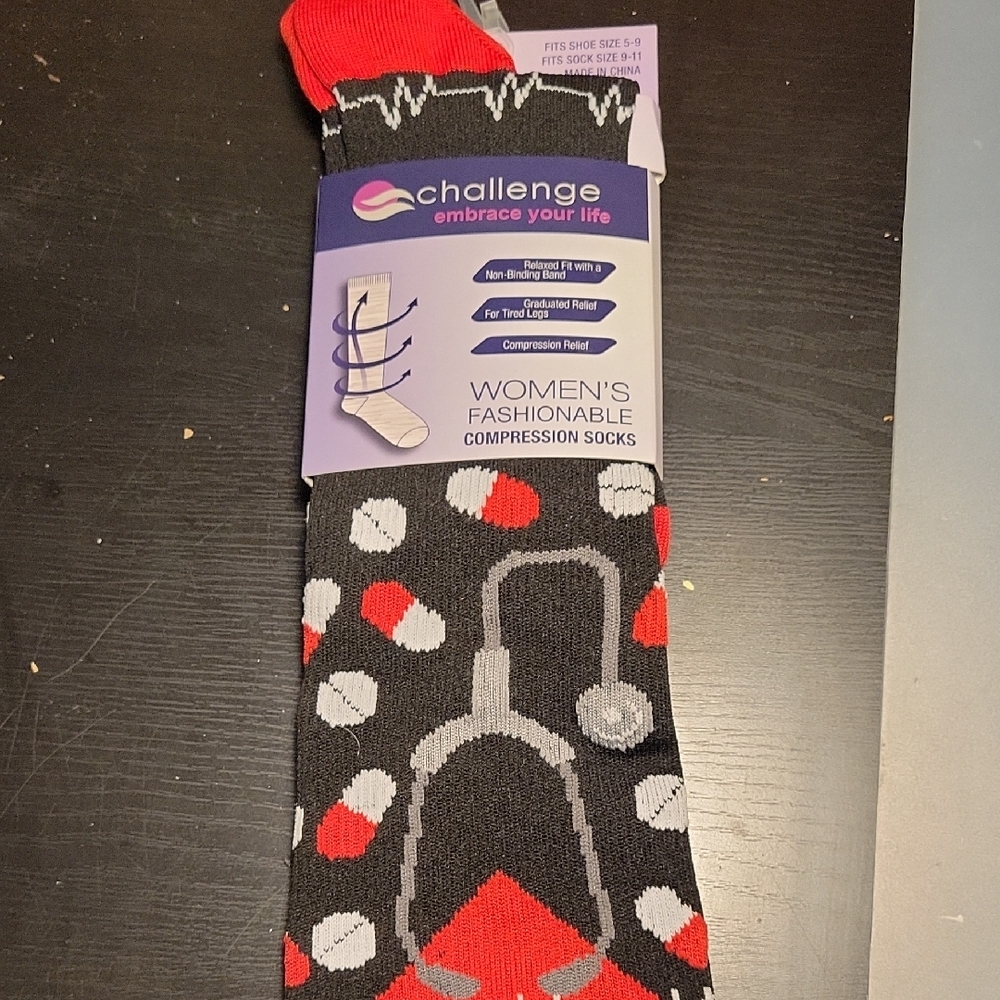 Black and Red Compression Socks
